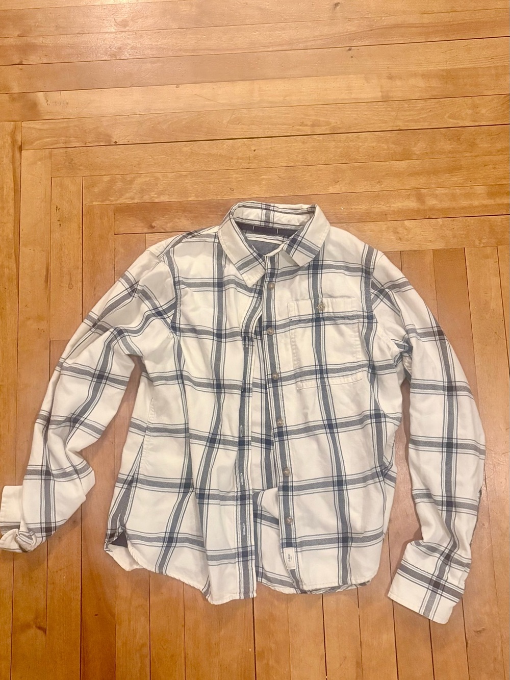 LL Bean - white/blue plaid shirt